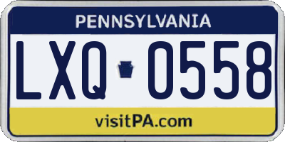 PA license plate LXQ0558