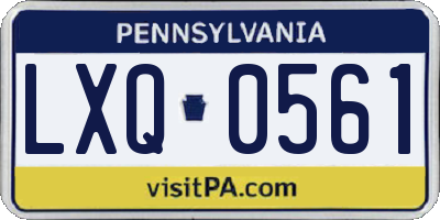 PA license plate LXQ0561