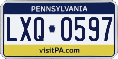 PA license plate LXQ0597
