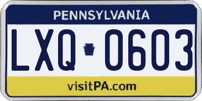 PA license plate LXQ0603