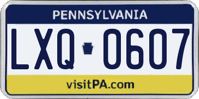 PA license plate LXQ0607