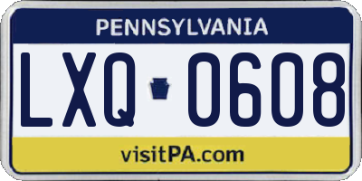 PA license plate LXQ0608