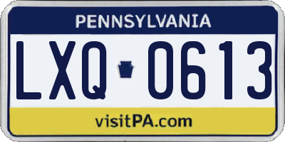 PA license plate LXQ0613