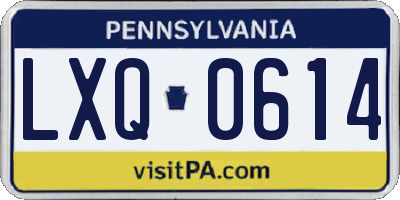 PA license plate LXQ0614