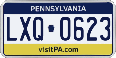 PA license plate LXQ0623