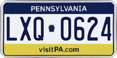 PA license plate LXQ0624