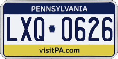 PA license plate LXQ0626