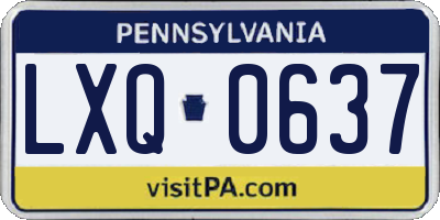 PA license plate LXQ0637