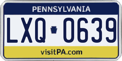 PA license plate LXQ0639