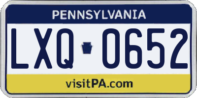 PA license plate LXQ0652