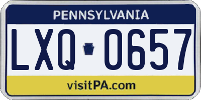 PA license plate LXQ0657