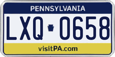 PA license plate LXQ0658