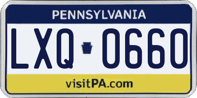 PA license plate LXQ0660