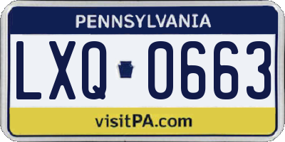 PA license plate LXQ0663
