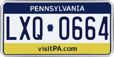 PA license plate LXQ0664