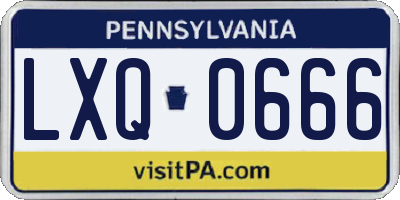 PA license plate LXQ0666