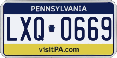 PA license plate LXQ0669