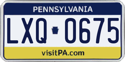 PA license plate LXQ0675