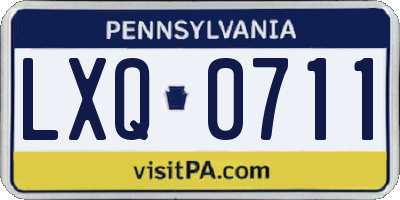 PA license plate LXQ0711