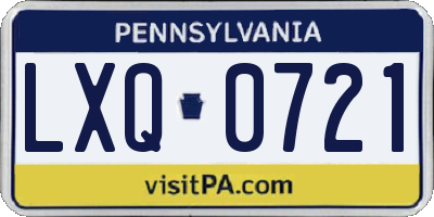 PA license plate LXQ0721