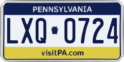 PA license plate LXQ0724