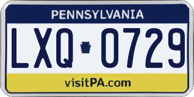 PA license plate LXQ0729