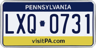 PA license plate LXQ0731