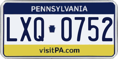 PA license plate LXQ0752