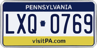 PA license plate LXQ0769