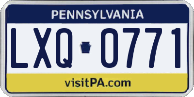 PA license plate LXQ0771