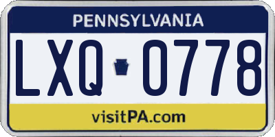 PA license plate LXQ0778