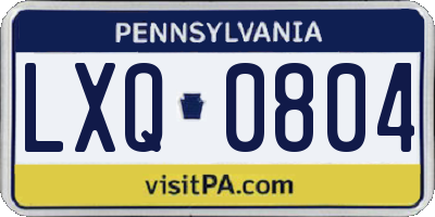 PA license plate LXQ0804