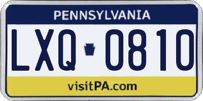 PA license plate LXQ0810