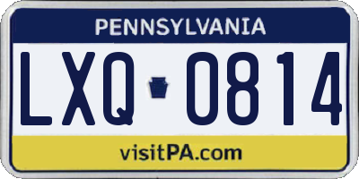 PA license plate LXQ0814