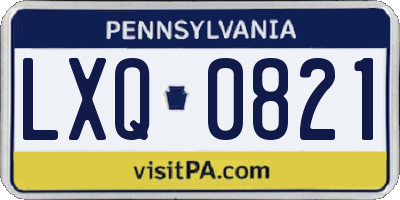 PA license plate LXQ0821