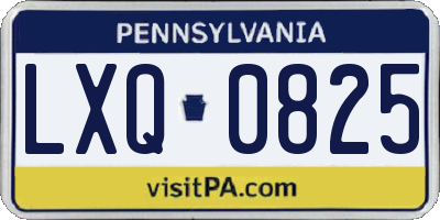 PA license plate LXQ0825