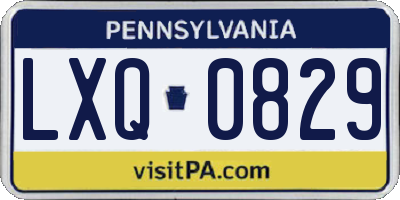 PA license plate LXQ0829