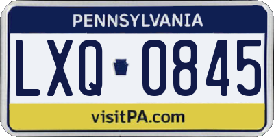 PA license plate LXQ0845