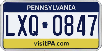 PA license plate LXQ0847