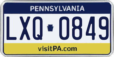 PA license plate LXQ0849