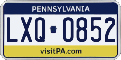 PA license plate LXQ0852