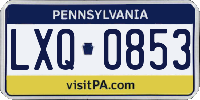 PA license plate LXQ0853