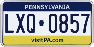 PA license plate LXQ0857
