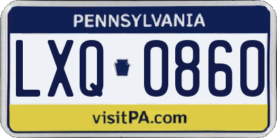 PA license plate LXQ0860