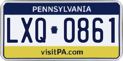 PA license plate LXQ0861