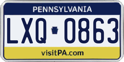 PA license plate LXQ0863