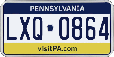 PA license plate LXQ0864