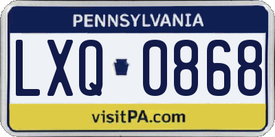 PA license plate LXQ0868