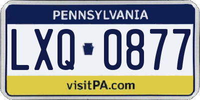 PA license plate LXQ0877