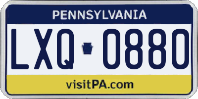 PA license plate LXQ0880
